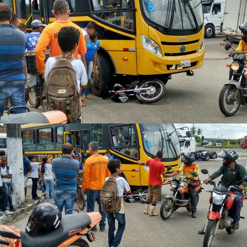 Após ultrapassagem errada motociclista se envolve em acidente com ônibus escolar em Estância
