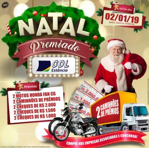 Campanha "Natal Premiado" do CDL de Estância deve aquecer as vendas no comércio neste final de ano