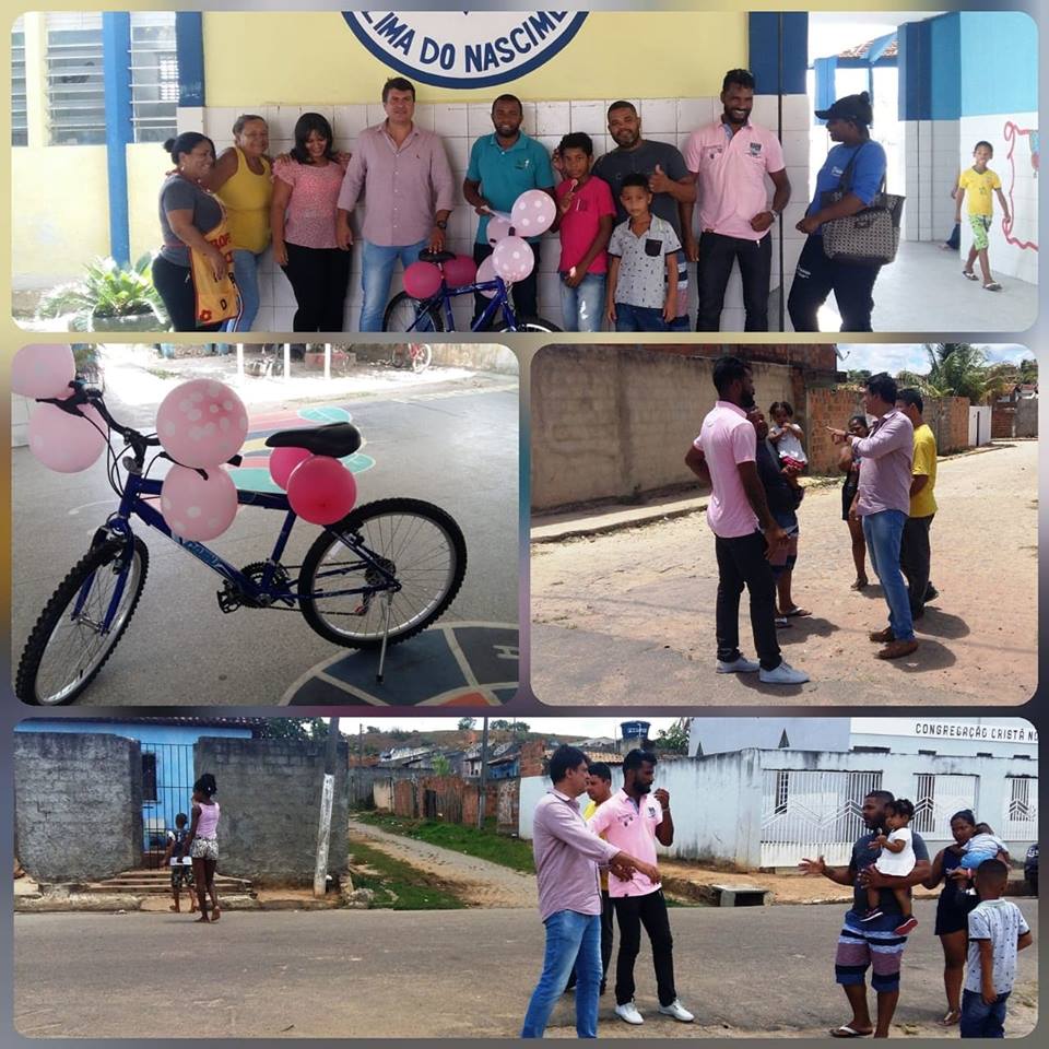André Graça faz doação de bicicleta para incentivar matrículas em escola municipal