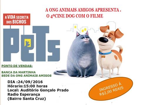 Solidariedade: ONG Animais Amigos realiza seu 4º Cine Dog 