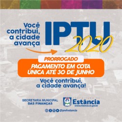 Prefeitura de Estância prorroga prazo para pagamento do IPTU